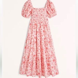 NWT Abercrombie & Fitch pink poplin smocked midi dress - Sz M regular